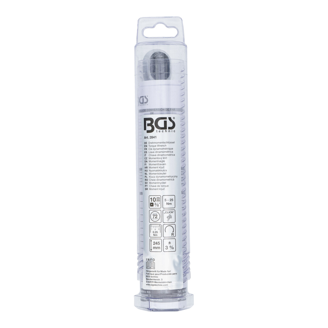 BGS Clé dynamométrique, sortie carré externe 10 mm (3/8"), 5 - 25 Nm