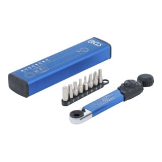 BGS Clé dynamométrique, sortie hexagonale interne 6,3 mm (1/4"), 2 - 10 Nm, avec jeu de bits, 9 pièces