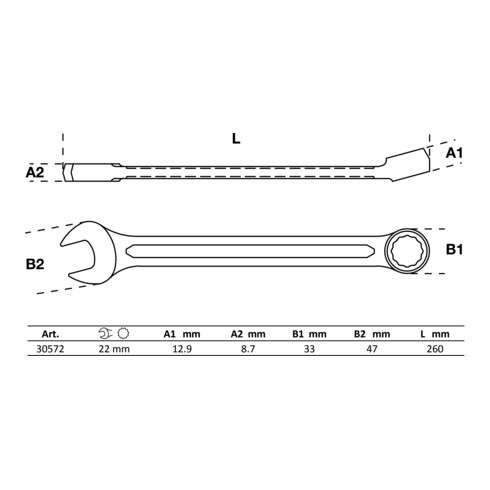 BGS Clé mixte 22 mm, 30572