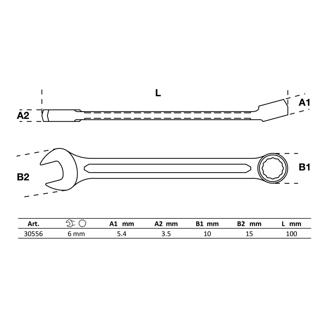 BGS Clé mixte 6 mm, 30556