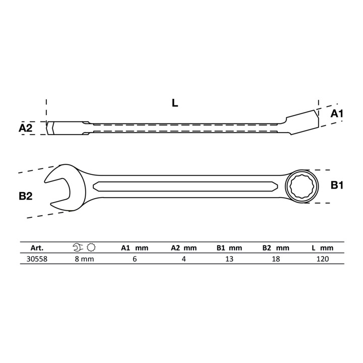 BGS Clé mixte 8 mm, 30558