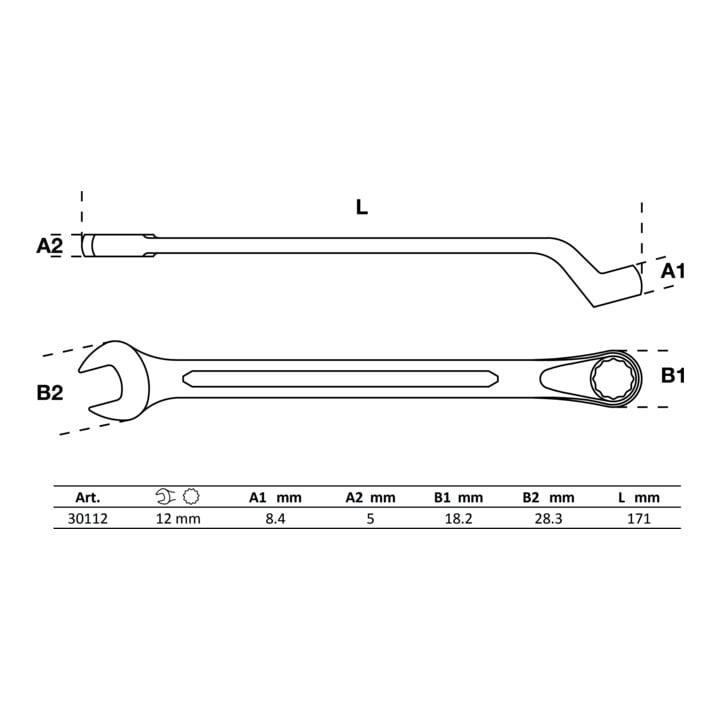 BGS Clé mixte, coudée 12 mm