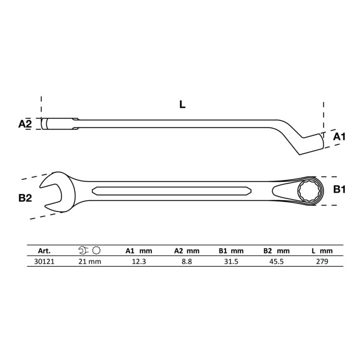 BGS Clé mixte, coudée 21 mm