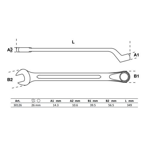BGS Clé mixte, coudée 26 mm