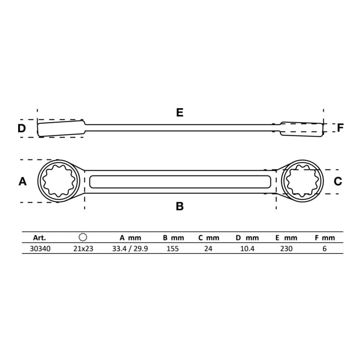 BGS Clé polygonales double embouts extra plate 21 x 23 mm