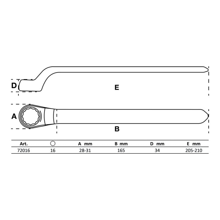 BGS Clé VDE annulaire simple contre-coudées 16 mm