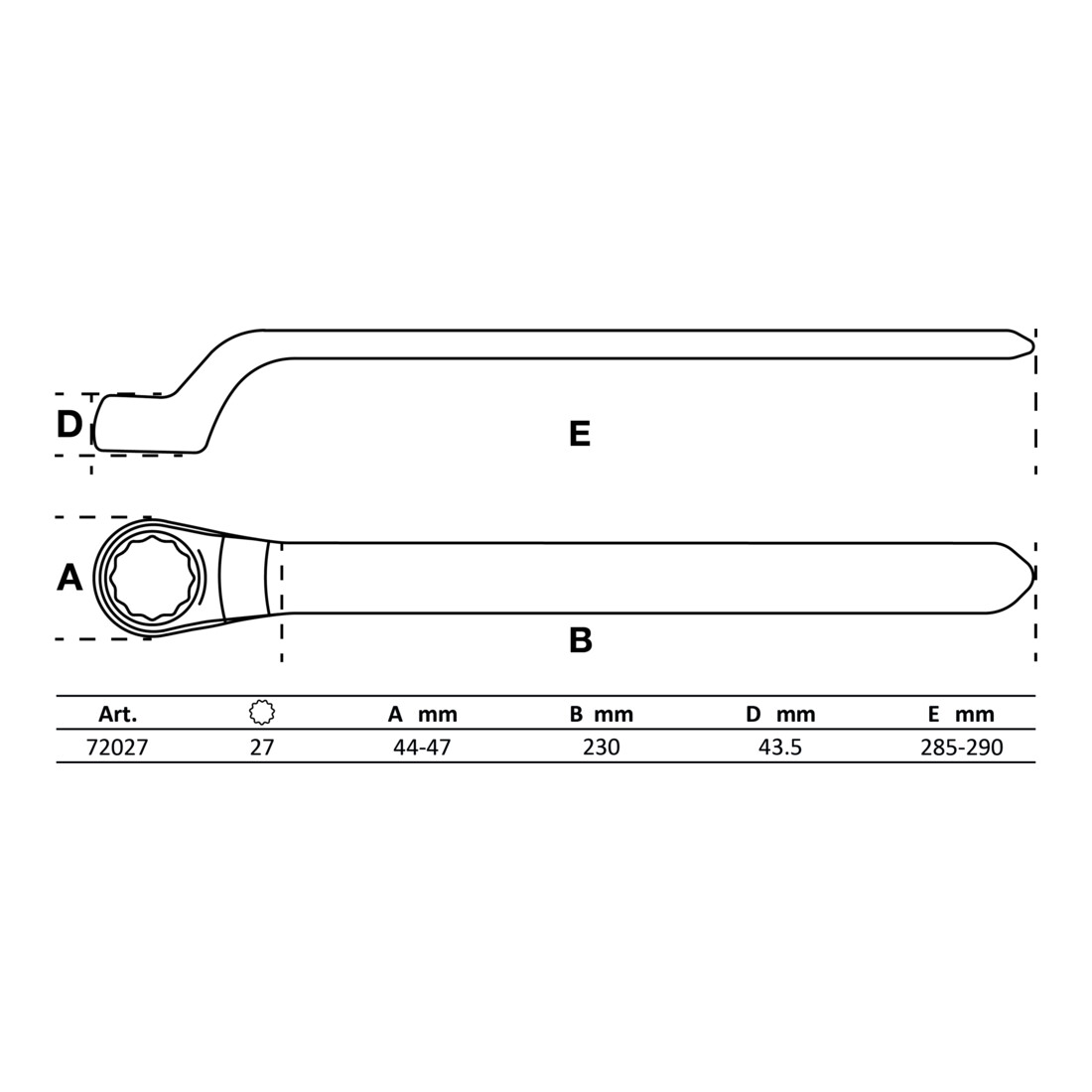 BGS Clé VDE annulaire simple contre-coudées 27 mm