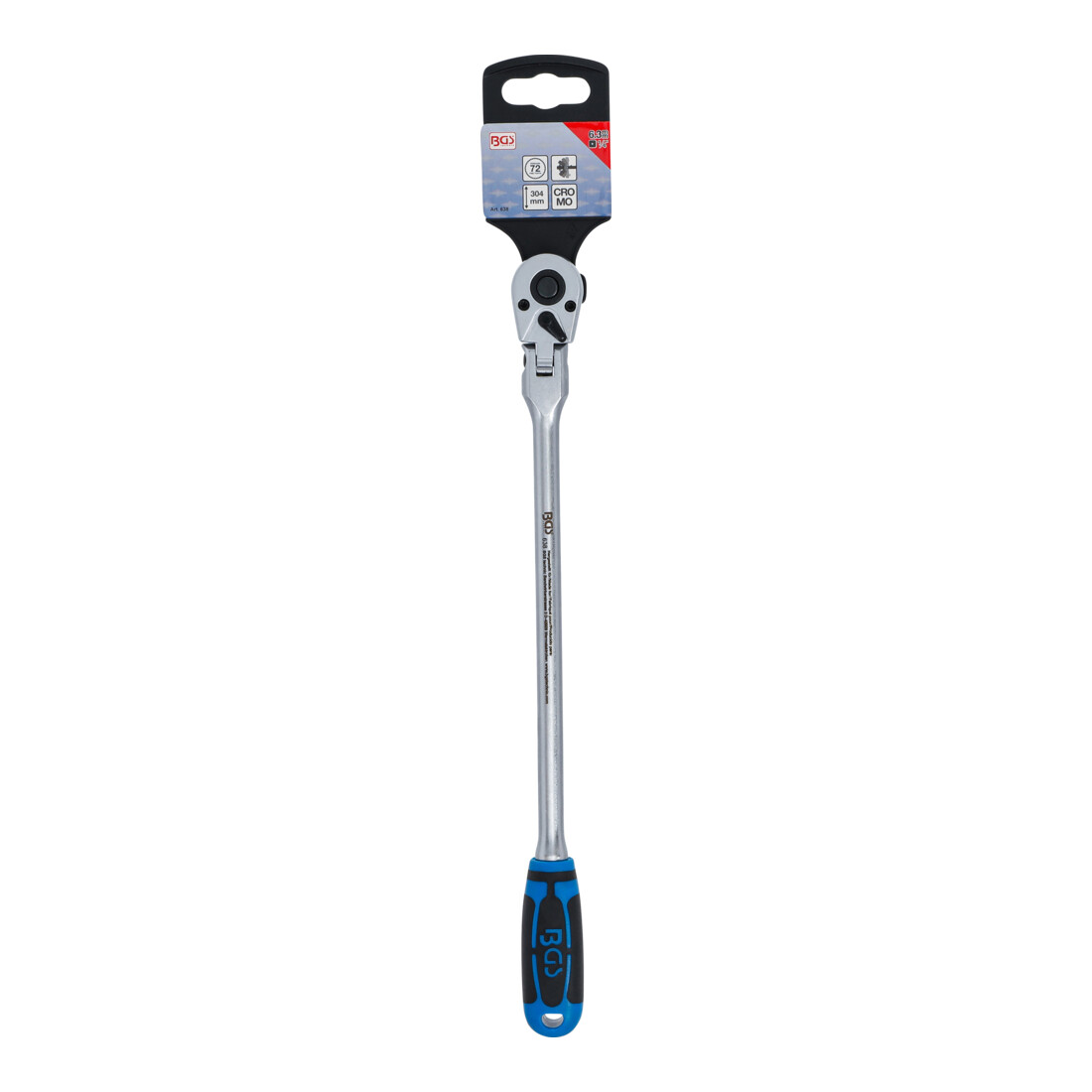 BGS Cliquet articulé, verrouillable, extra long, carré extérieur 6,3 mm (1/4"), 304 mm