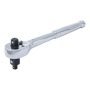 BGS Cliquet réversible, acier plein, denture fine, 3-en-1, entraînement carré extérieur 6,3 mm (1/4") / 10 mm (3/8") / 12,5 mm (1/2")