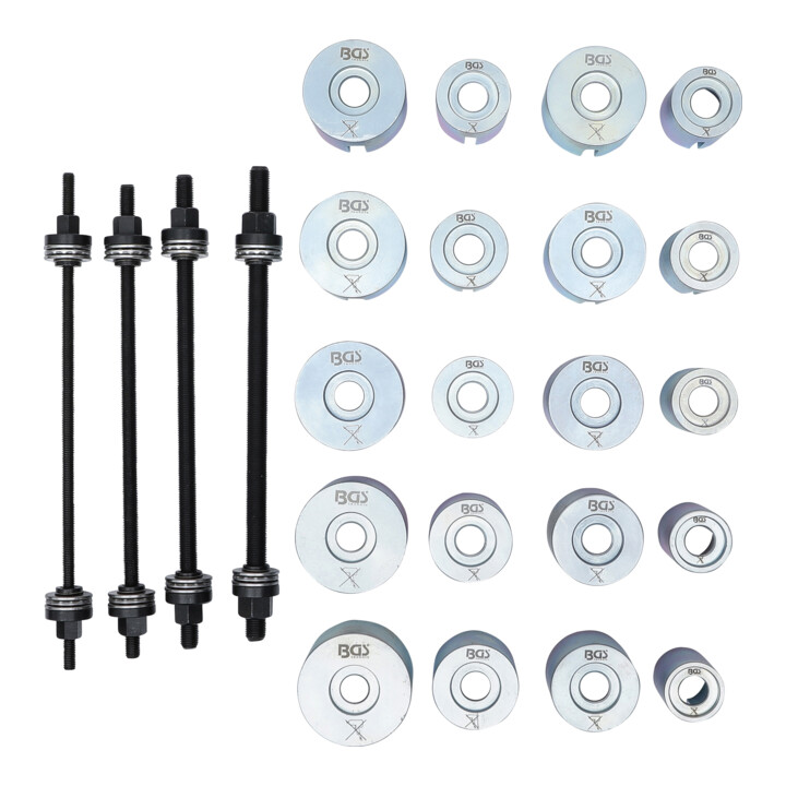 BGS Coffret d'extraction de roulements et de silenblocs avec 4 vis 24 pièces