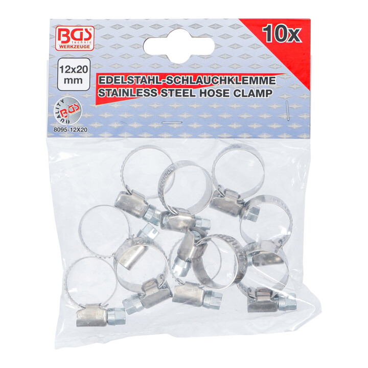 BGS Colliers inoxydable 12 x 20 mm 10 pièces