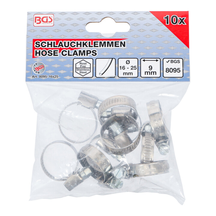 BGS Colliers inoxydable 16 x 25 mm 10 pièces