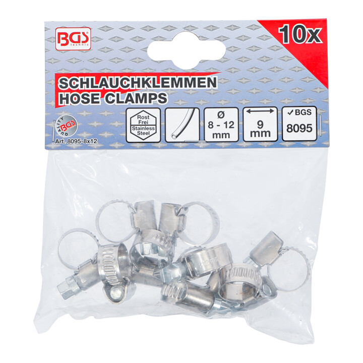 BGS Colliers inoxydable 8 x 12 mm 10 pièces