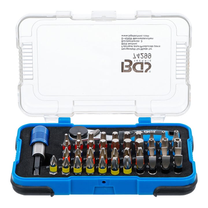 BGS Color-Bit-Satz, mit Bit-Knarre, Antrieb Außensechskant 6,3 mm (1/4"), 43-tlg.