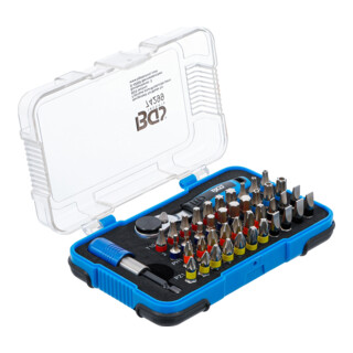 BGS Color-bitset met bitratel, aandrijving buitensleutel 6,3 mm (1/4"), 43-dlg.