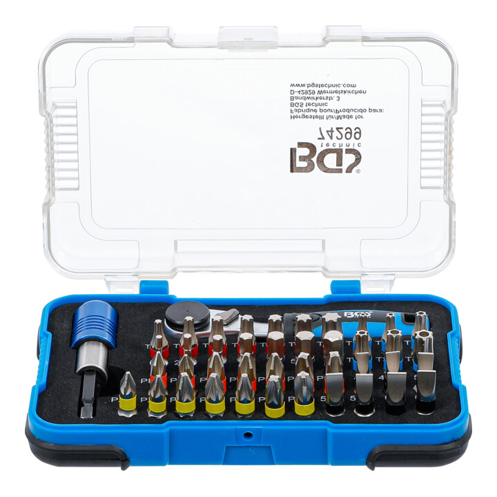 BGS Color-bitset met bitratel, aandrijving buitensleutel 6,3 mm (1/4"), 43-dlg.