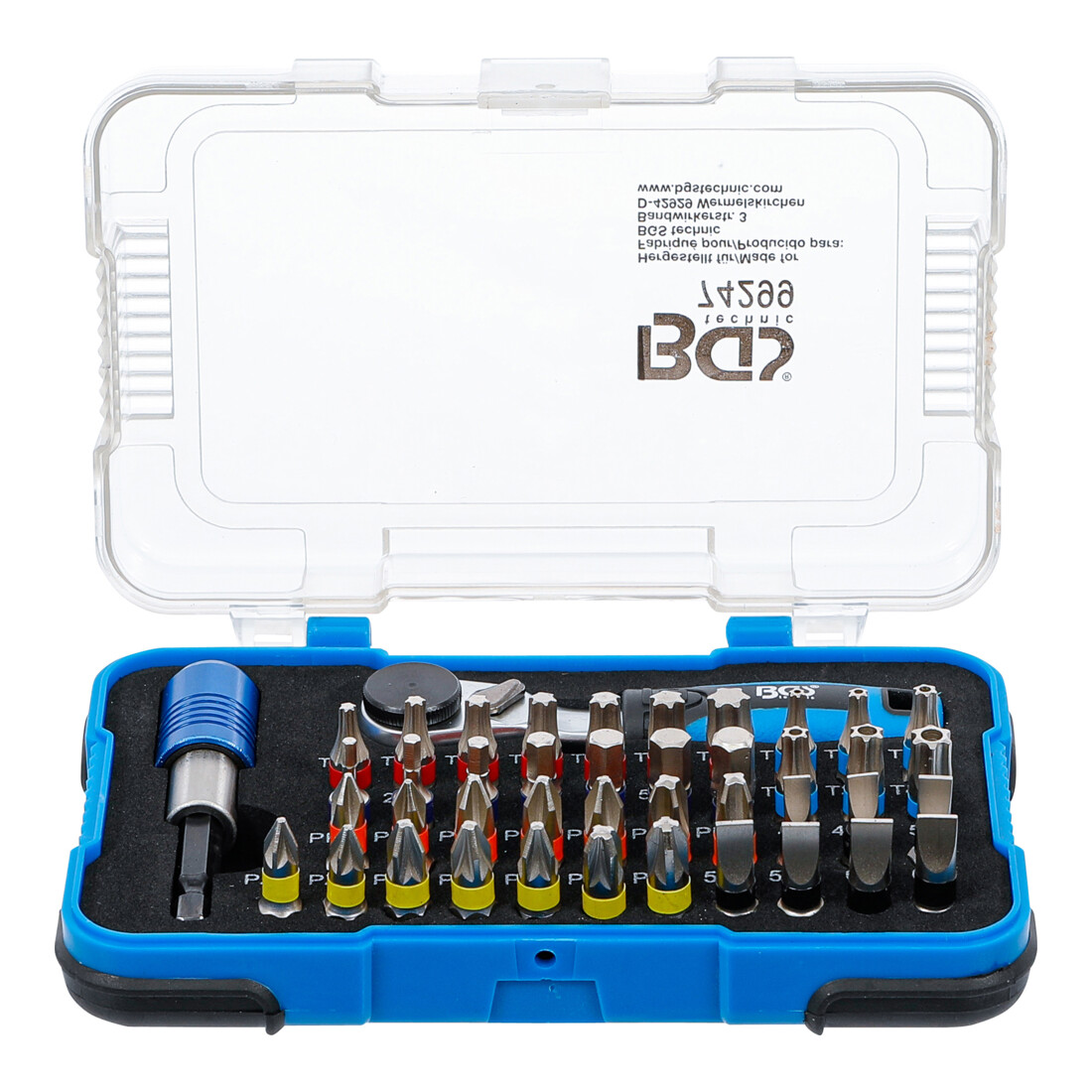 BGS Color-Set de embouts, avec cliquet, entraînement hexagonal extérieur 6,3 mm (1/4"), 43 pièces