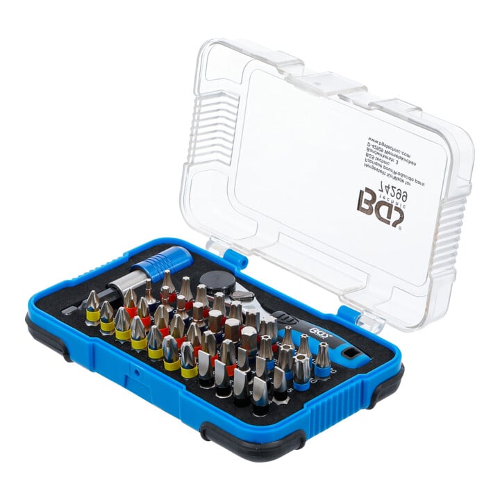 BGS Color-Set de embouts, avec cliquet, entraînement hexagonal extérieur 6,3 mm (1/4"), 43 pièces