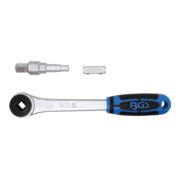 BGS Cricchetto a pressione con adattatore e chiave a gradino, uscita quadra 12,5mm (1/2")