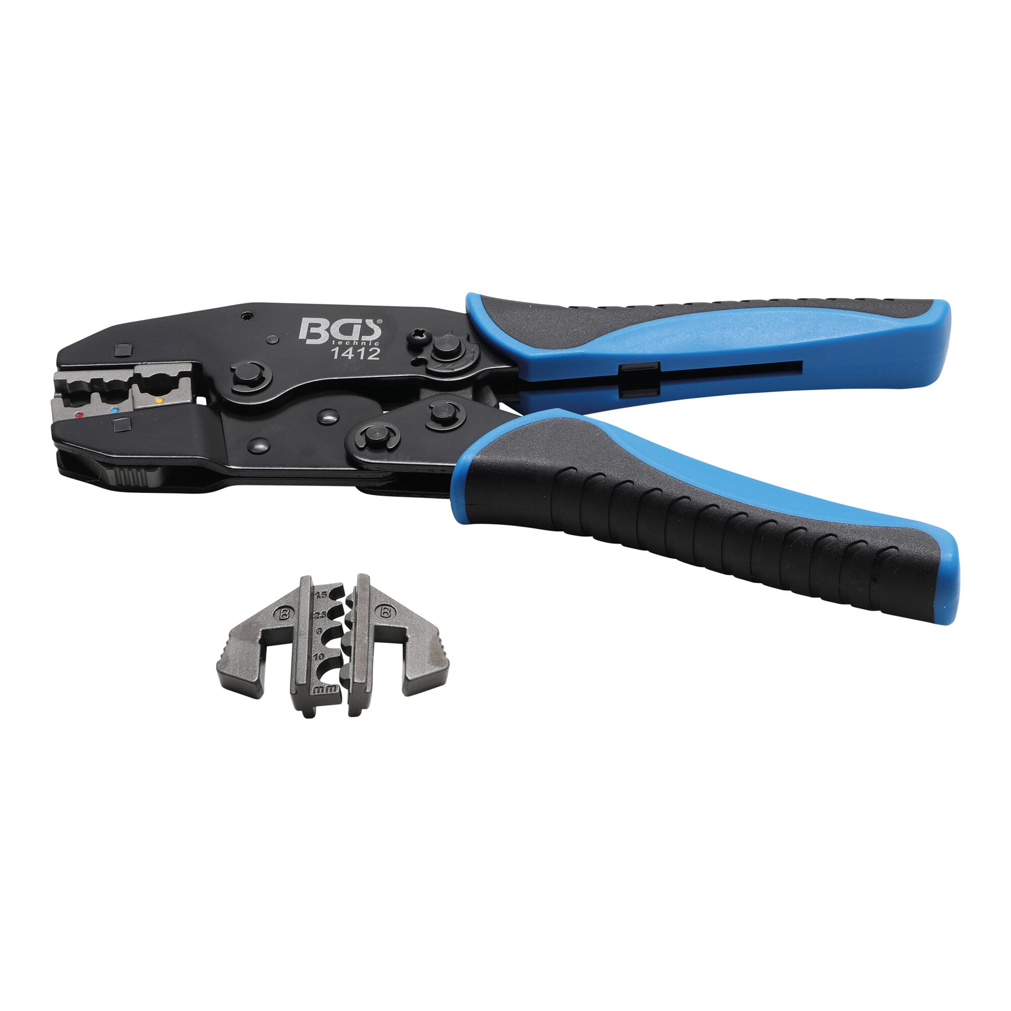 BGS Crimpzange mit Ratschenfunktion auswechselbare Pressprofileinsätze ; BGS technic