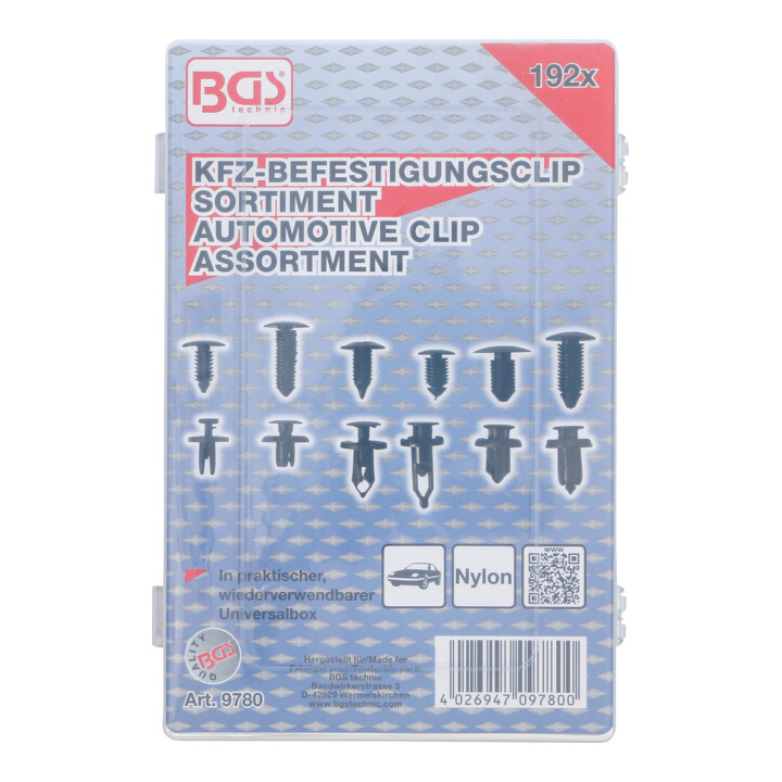 BGS Dennenboom- en kunststofspreidclip-assortiment | universeel | 192-dlg.