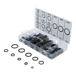 BGS Dichtring-Sortiment 9306, Metall, mit Gummi-Dichtwulst, 150-tlg.