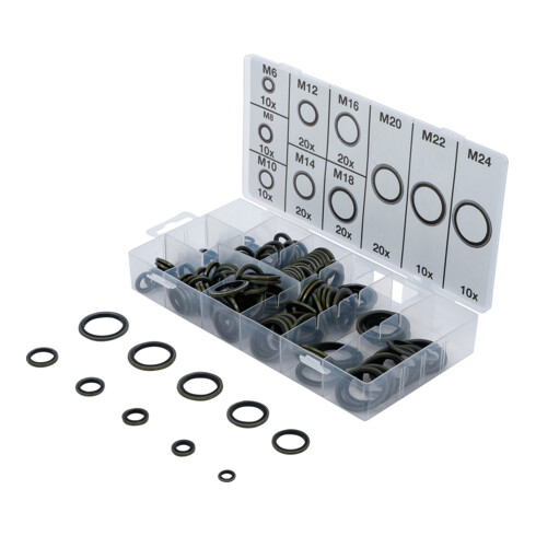BGS Dichtring-Sortiment 9306, Metall, mit Gummi-Dichtwulst, 150-tlg.