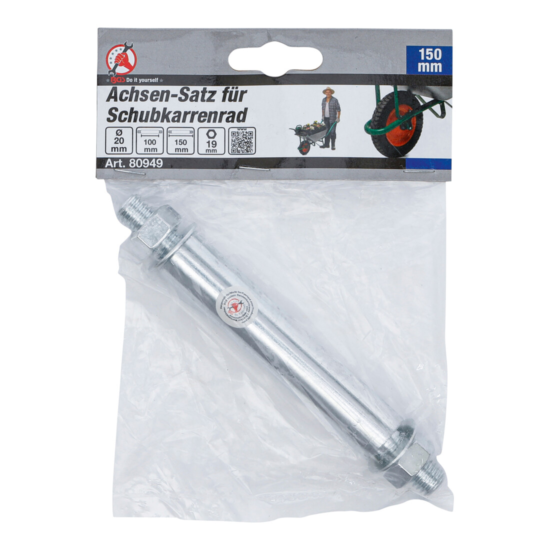 BGS Do it yourself Achsen-Satz für Schubkarrenrad 80949, Ø 20 mm