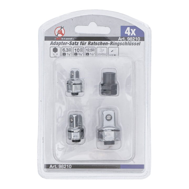 BGS Do it yourself adapterset voor ratelringsleutel 4 dlg.