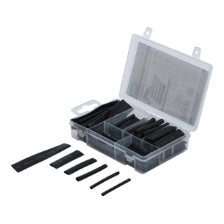 BGS Do it yourself Assortimento di tubi termorestringenti, neri, 90pz.