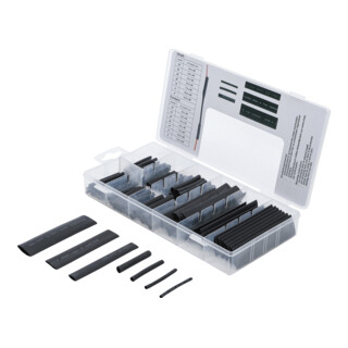 BGS Do it yourself Assortimento manicotti termorestringenti, neri, 126pz.