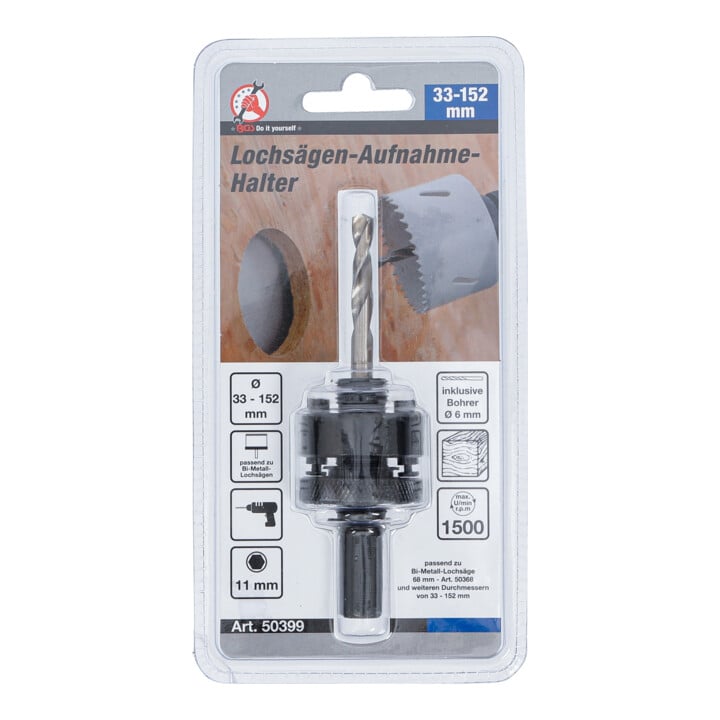 BGS Do it yourself Aufnahmehalter für Lochsägen mit Zentrierbohrer