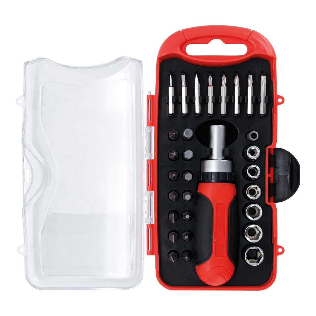 BGS Do it yourself bit/dopsleutel insteeksleutelset met ratel draaigreep voor bits, omkeerbaar 30 delig