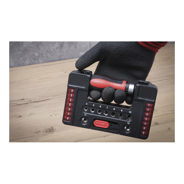 BGS Do it yourself bit/dopsleutel insteeksleutelset met ratel draaigreep voor bits, omkeerbaar 38 delig