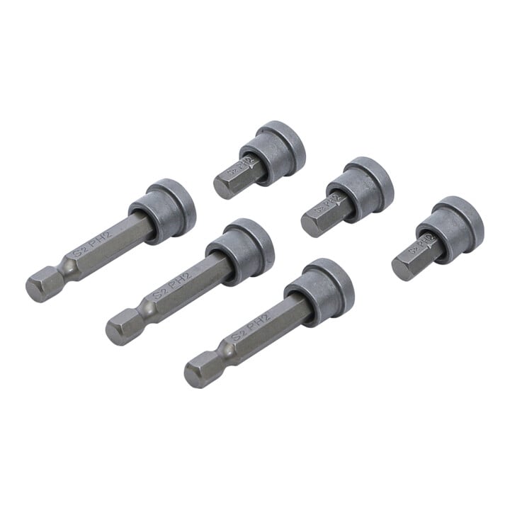 BGS Do it yourself Bit-Satz mit Tiefenstopp für Gipskartonplatten Antrieb Außensechskant 6,3 mm (1/4 Zoll) Kreuzschlitz PH2 6 teilig