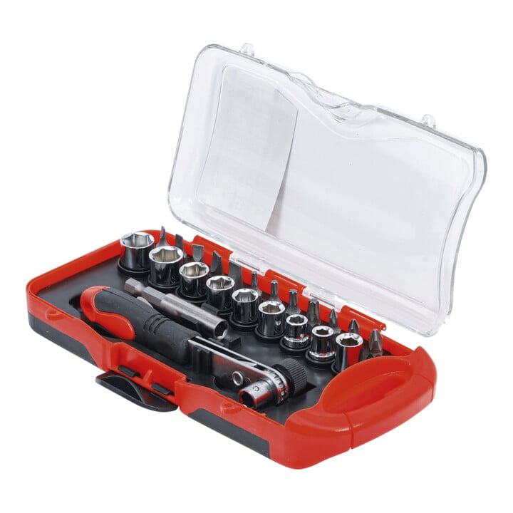 BGS Do it yourself Bit-/Steckschlüssel-Einsatz-Satz mit Bit-Knarre 23 teilig