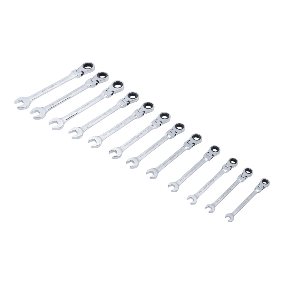 BGS Do it yourself Chiavi a forchetta con cricchetto ad anello, apertura 8-19mm, 12pz.