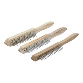BGS Do it yourself draadborstelset houten steel 2-, 3-, 4-rijig 3 delig