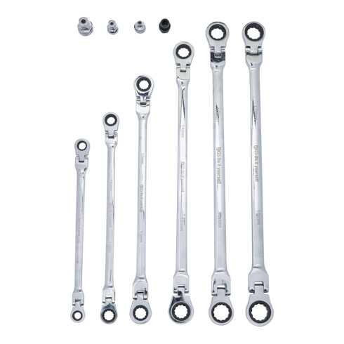 BGS Do it yourself dubbele ratel steeksleutelset SW 8 - 19 mm 10 dlg.
