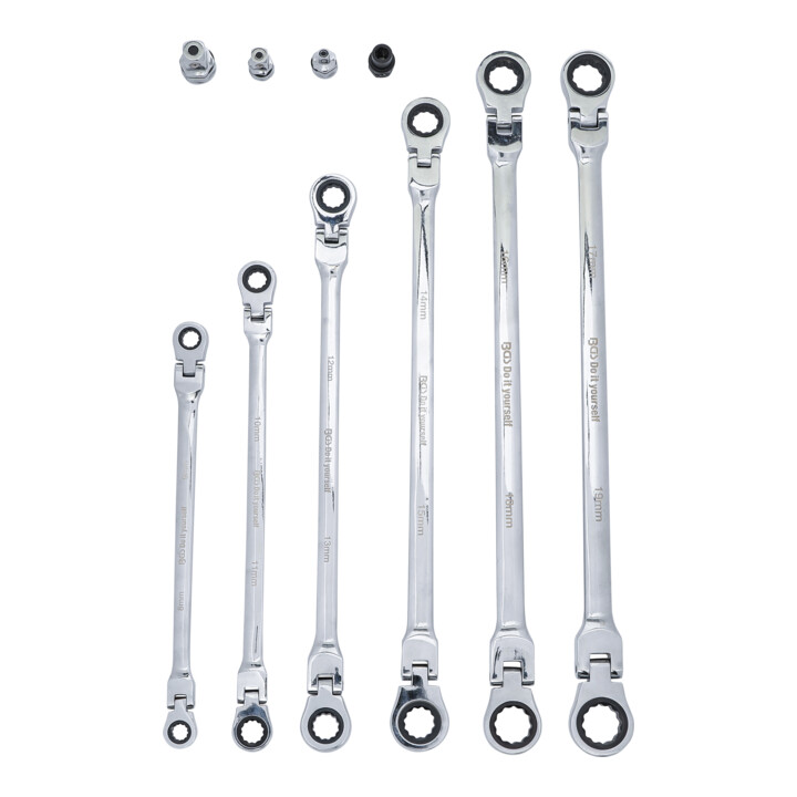 BGS Do it yourself dubbele ratel steeksleutelset SW 8 - 19 mm 10 dlg.