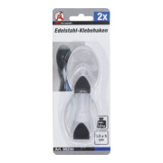 BGS Do it yourself Edelstahl-Klebehaken 88230, 35 x 50 mm, 1,0 kg, 2-tlg.-4