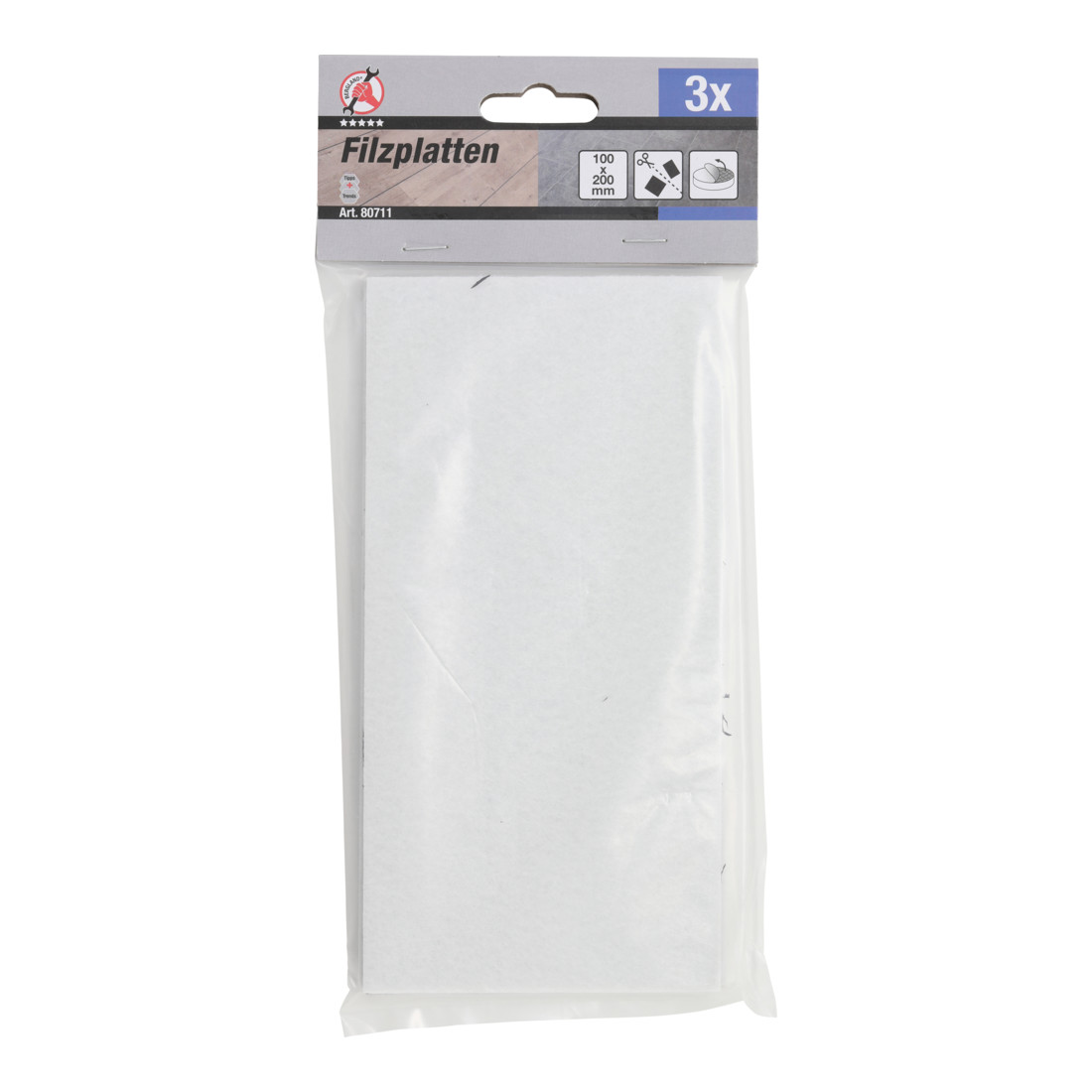 BGS Do it yourself Feltrini adesivi, piastre, bianco, 100 x 200mm, 3pz.