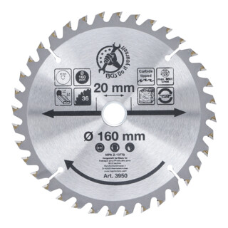 BGS Do it yourself hardmetalen cirkelzaagblad Ø 160 x 20 x 2,4 mm 36 tanden