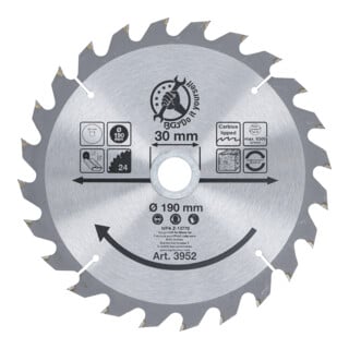 BGS Do it yourself Hartmetall-Kreissägeblatt Ø 190 x 30 x 2,5 mm 24 Zähne