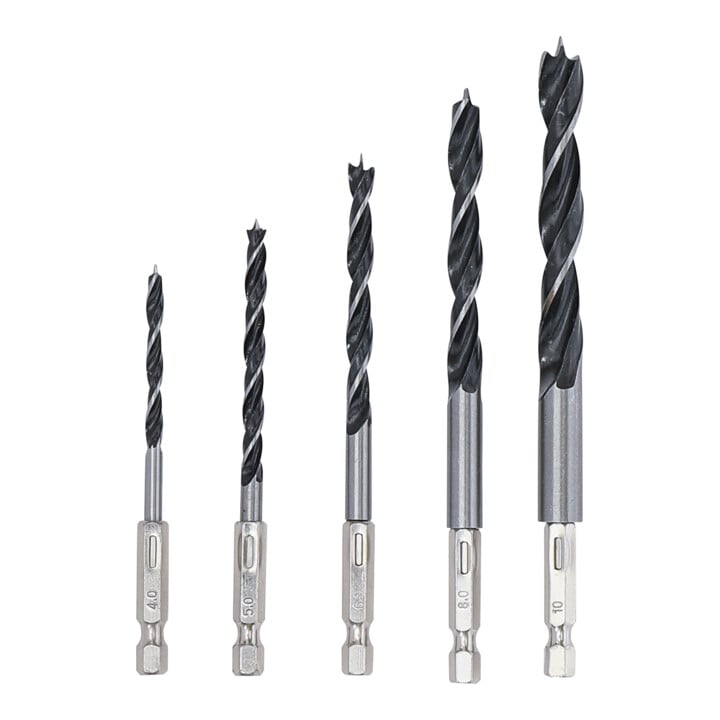 BGS Do it yourself houtboor set 4 - 10 mm zeskant aandrijving 5 dlg.