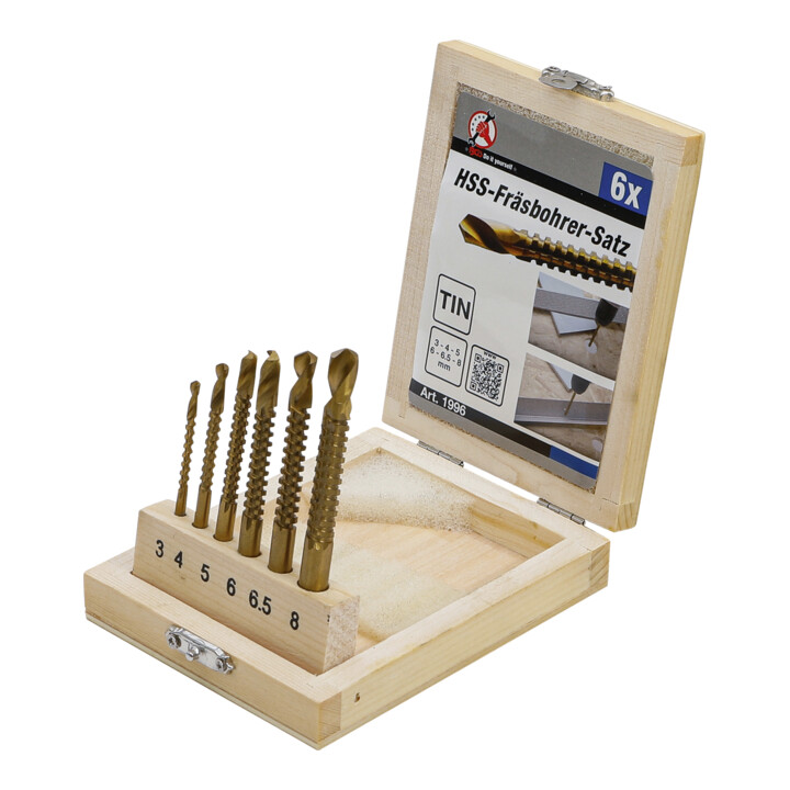 BGS Do it yourself HSS-Fräsbohrer-Satz titan-nitriert 3 - 8 mm 6 teilig