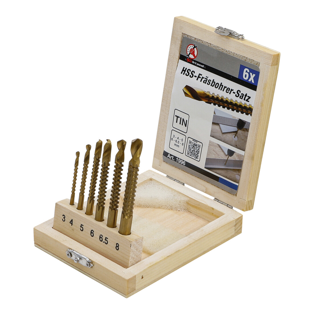 BGS Do it yourself HSS freesboren set titaan-genitreerd 3 - 8 mm 6 delig