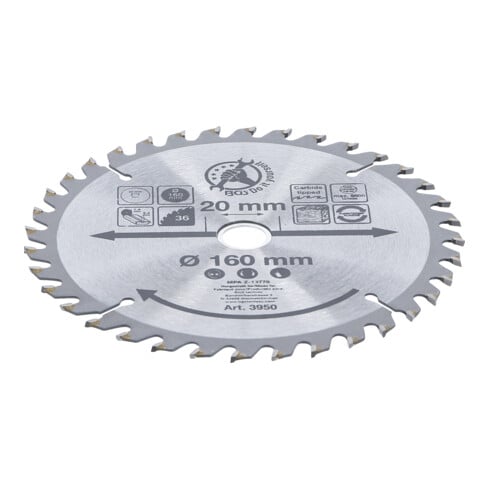 BGS Do it yourself Lama circolare in metallo duro Ø160x20x2,4mm, 36 denti