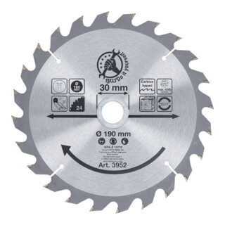 BGS Do it yourself Lama circolare in metallo duro Ø190x30x2,5mm, 24 denti