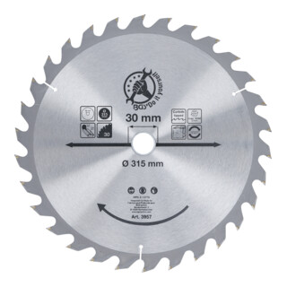 BGS Do it yourself Lama circolare in metallo duro Ø315x30x3,0mm, 30 denti